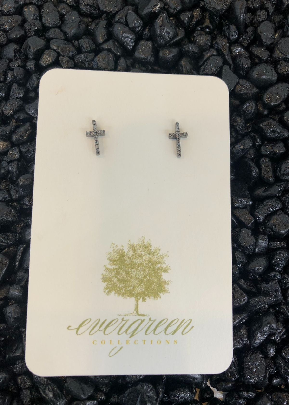 EVERGREEN COLLECTIONS Pavé Diamond Cross Stud Earring