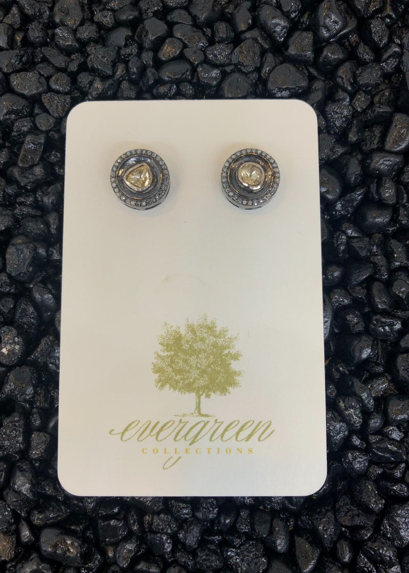 EVERGREEN COLLECTIONS Rose Cut Pavé Diamond Stud Earring