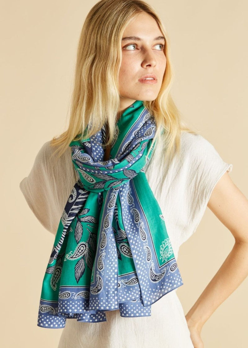 Inoui Editions Scarf 70 Toucan in Emerald - Bliss Boutiques