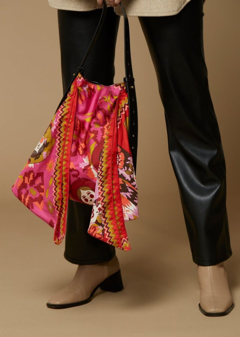 INOUI Matriochka Silk Scarf Handbag - Pink