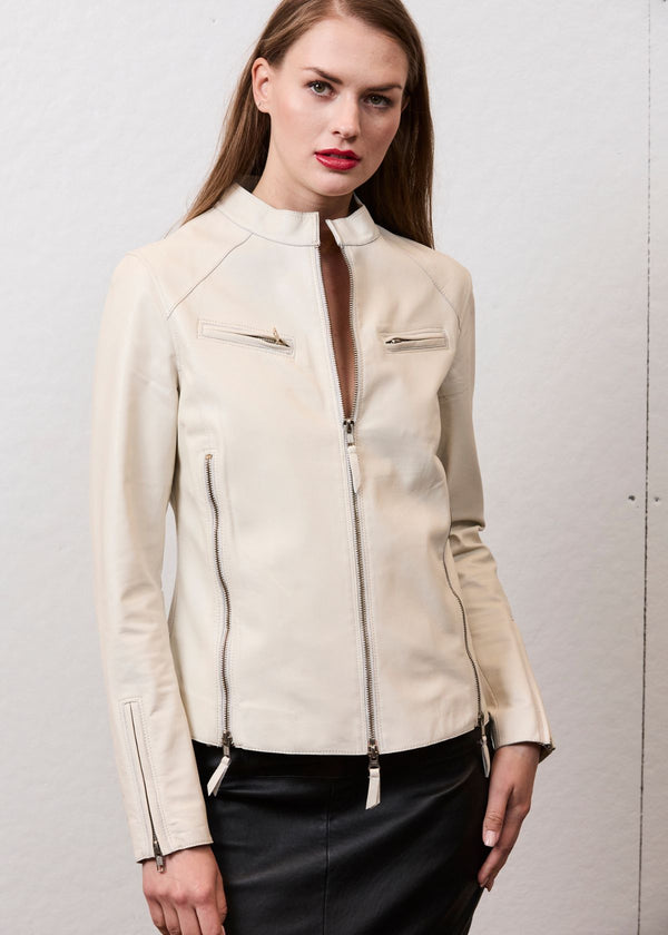JAKETT Quinn Luxe Touch Leather Jacket - Off White
