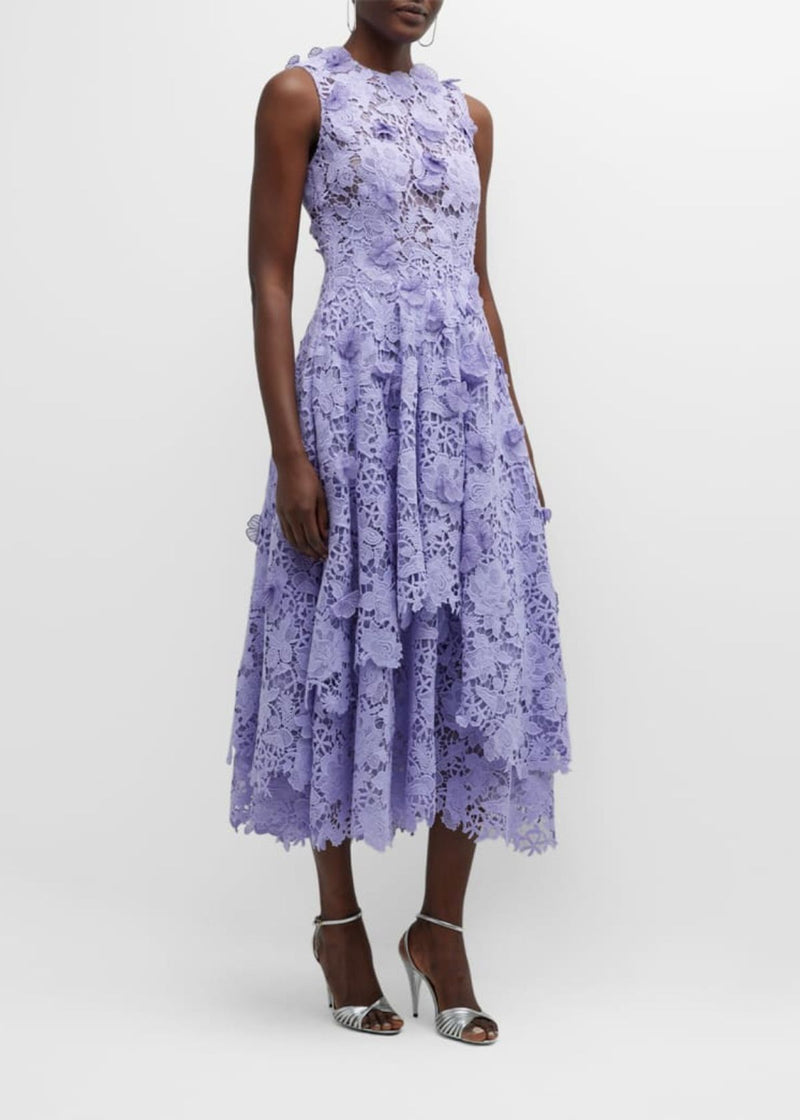 JASON WU COLLECTION Floral Guipure Lace Midi Dress