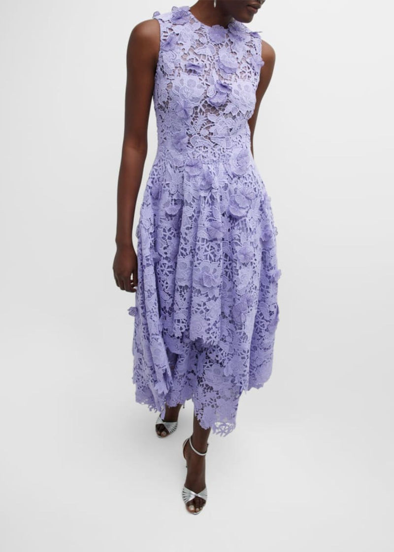 JASON WU COLLECTION Floral Guipure Lace Midi Dress
