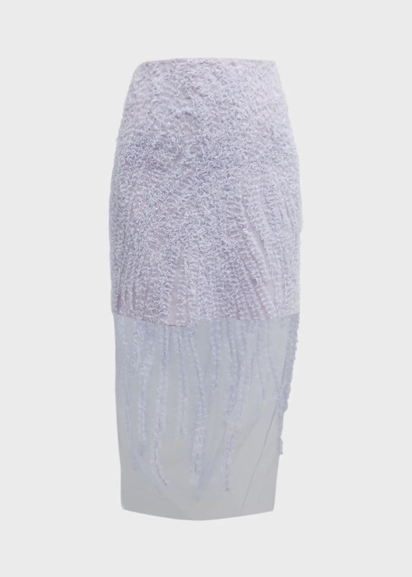 JASON WU Ruffle Embroidered Tulle Overlay Midi Skirt