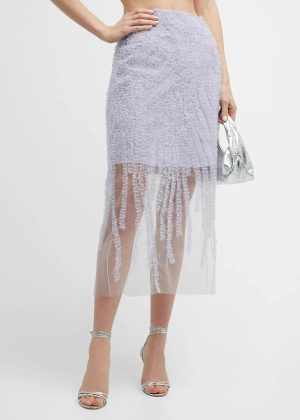 JASON WU Ruffle Embroidered Tulle Overlay Midi Skirt