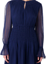 JASON WU Smocked Silk Midi Dress