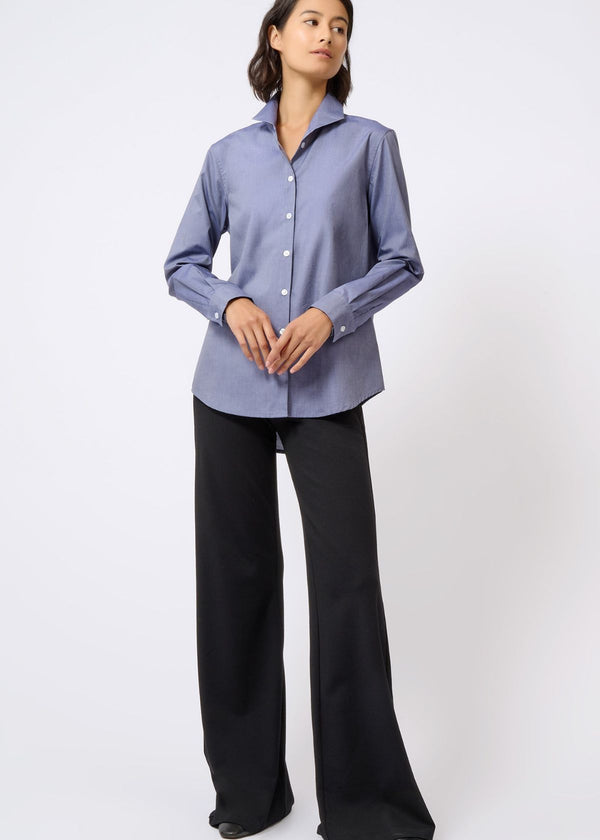 KAL RIEMAN Ginna Box Pleat Shirt in Denim Easy Care