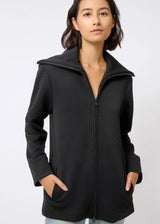 KAL RIEMAN Stacy Roll Collar Zip Cardigan - Black
