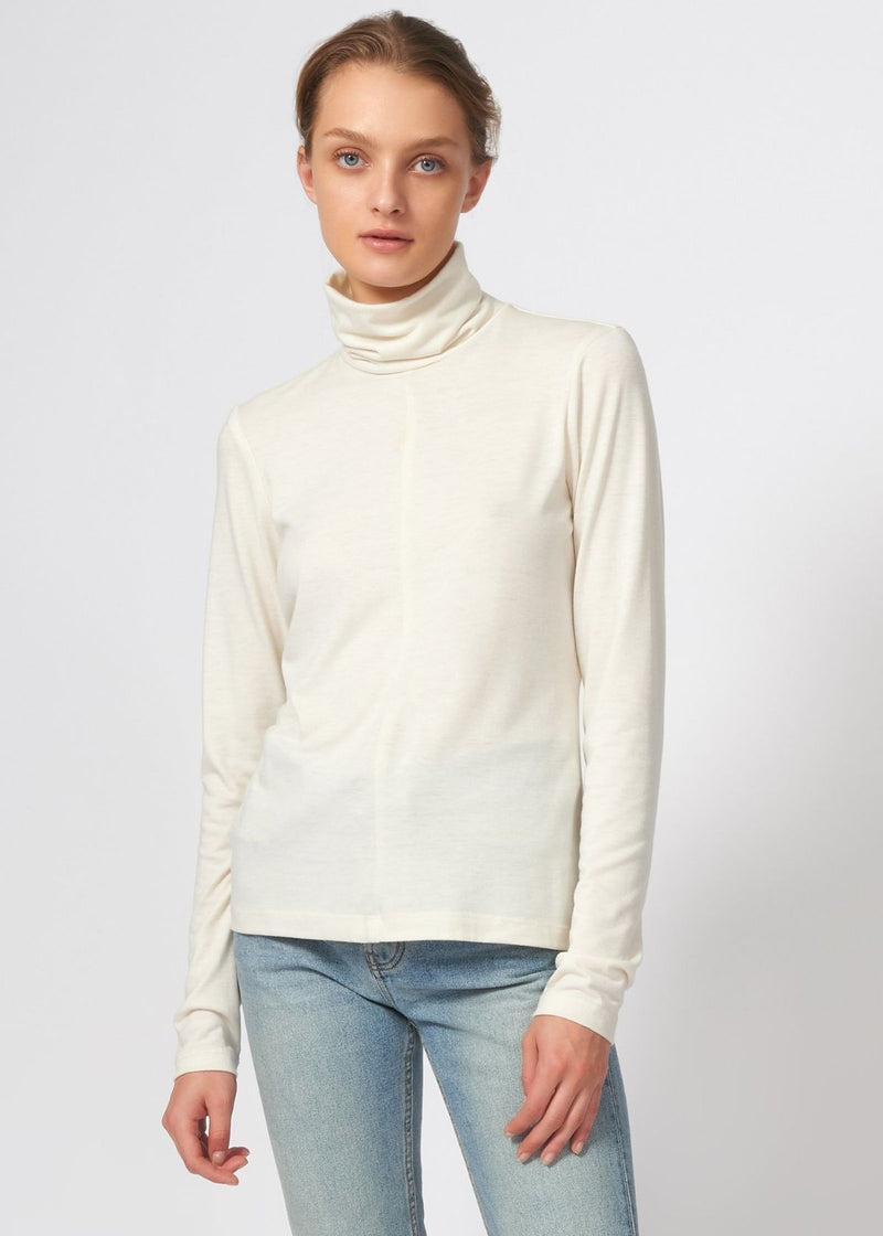 Kal Rieman Seamed Fitted Turtleneck in Cream