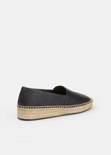 LAFAYETTE 148 Black Grained Calfskin Leather Slip-On Espadrille