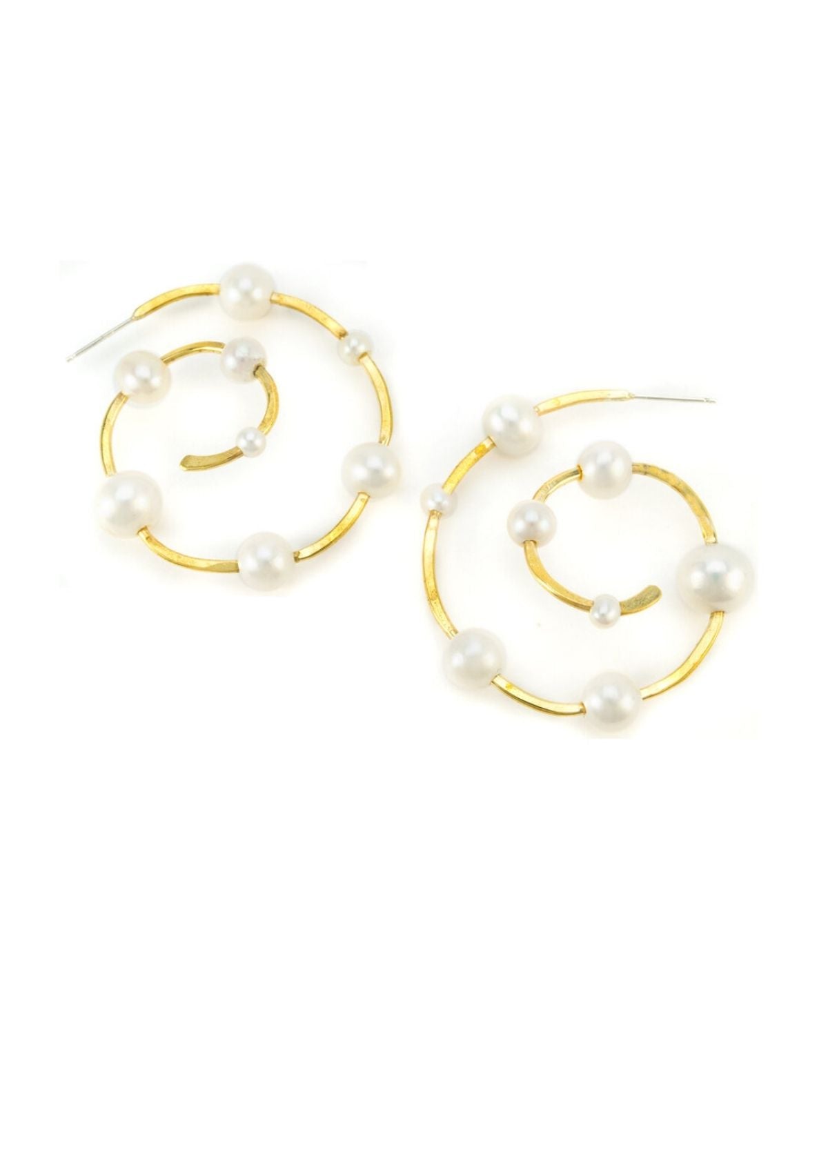 MARGARET ELLIS Pearl Spiral Hoop Earring - Bronze