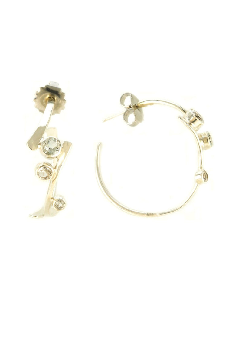 MARGARET ELLIS White Topaz Branch Hoop Earring