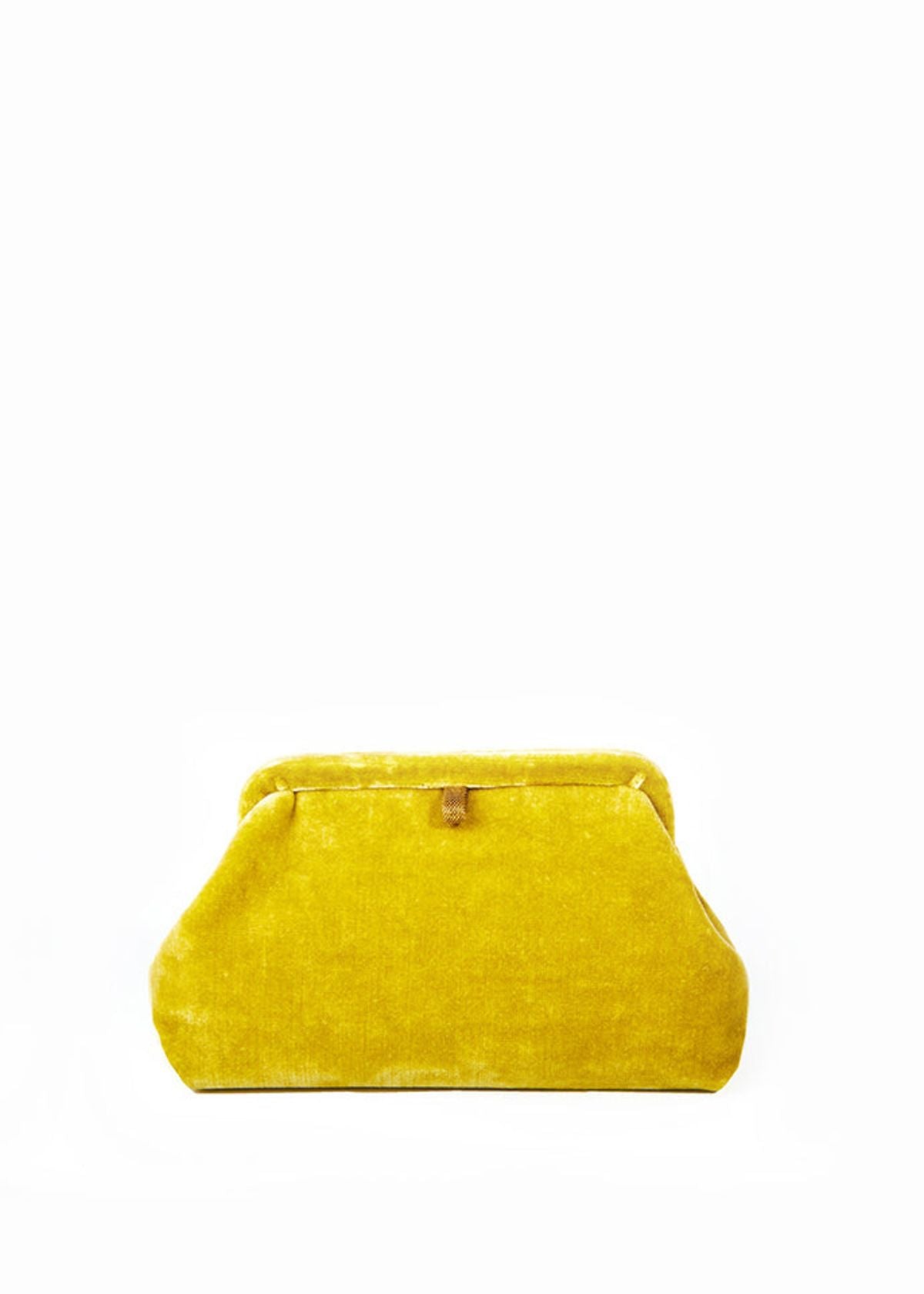 MARIAN PAQUETTE Liette Velvet Clutch Handbag - Mustard