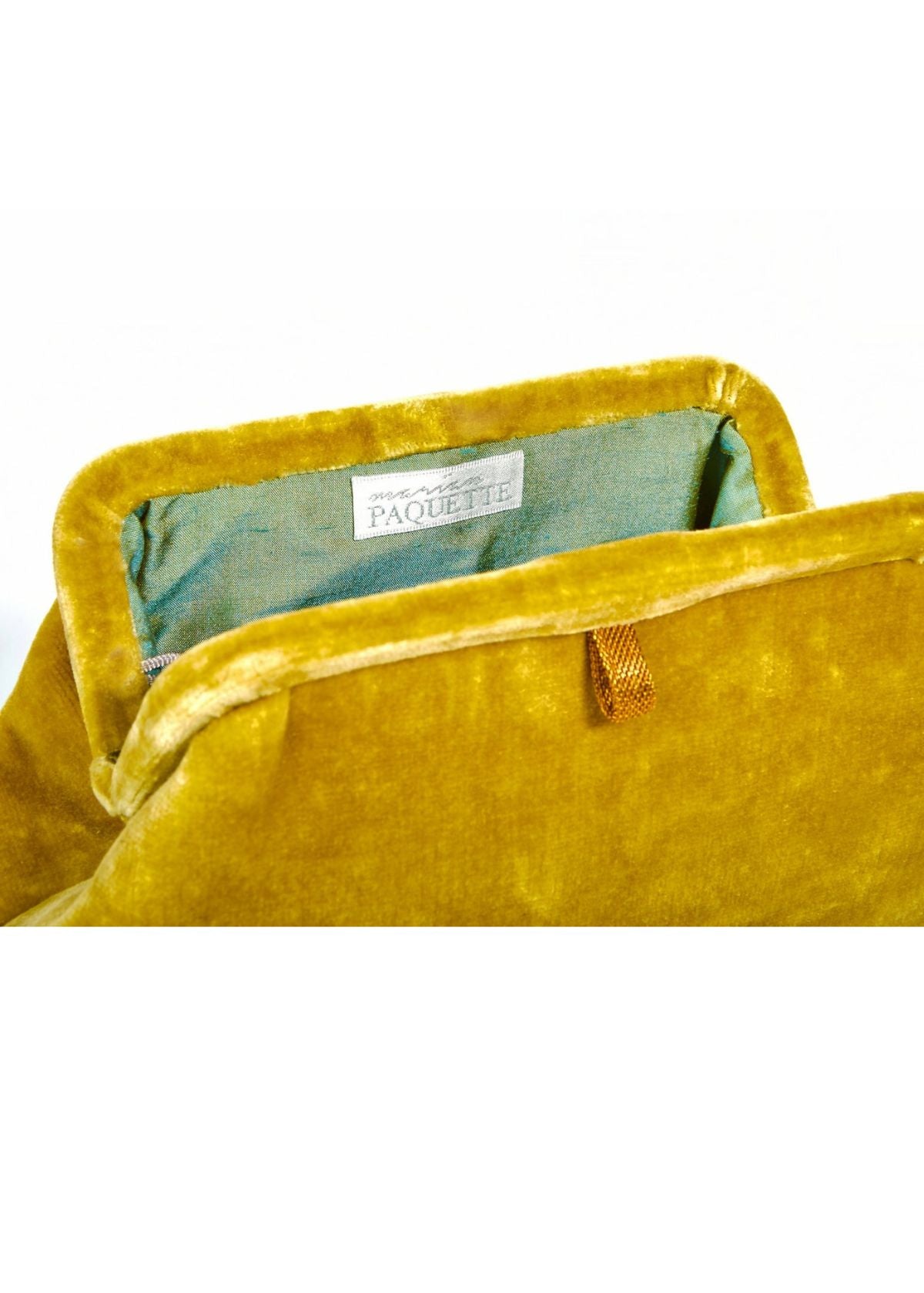 MARIAN PAQUETTE Liette Velvet Clutch Handbag - Mustard