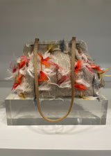 MARIAN PAQUETTE Susan Linen Taupe Embroidered Handbag