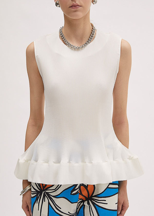 MEIMEIJ Pleated Fit and Flare Top - White