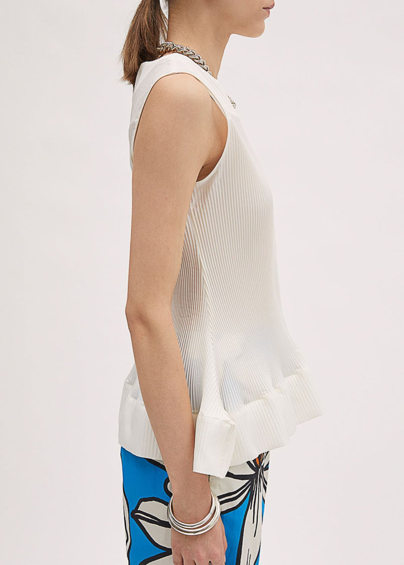 MEIMEIJ Pleated Fit and Flare Top - White