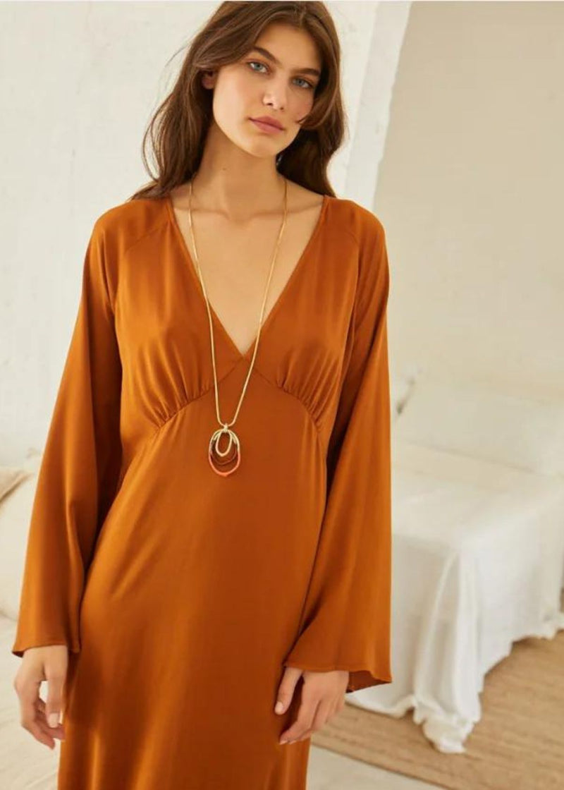 MOMONI Mina Silk Dress - Bruciato