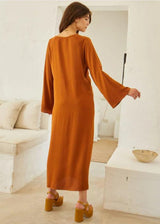 MOMONI Mina Silk Dress - Bruciato