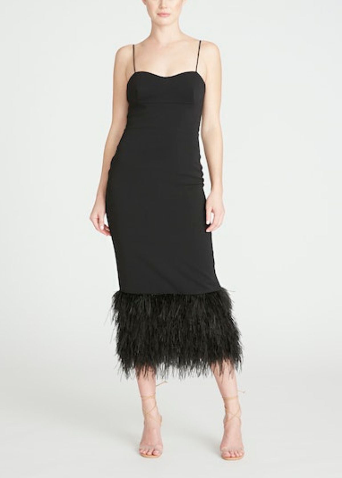 MONIQUE LHUILLIER Crepe Fringe Hem Midi Dress – Carriage House