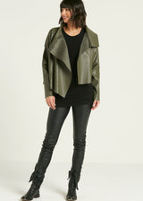 PLANET Vegan Leather Cropped Jacket - Thyme
