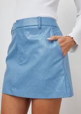 RAILS Prim Faux Leather Mini Skirt - Bluestone