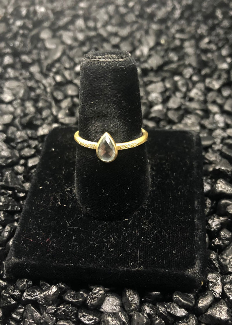 SARAH MCGUIRE Pear Shaped Sapphire Ring in Chloe Setting
