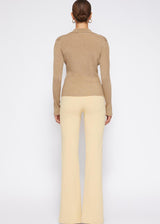 SIMKHAI Tammy Metallic Rib Fitted Polo Sweater - Marigold
