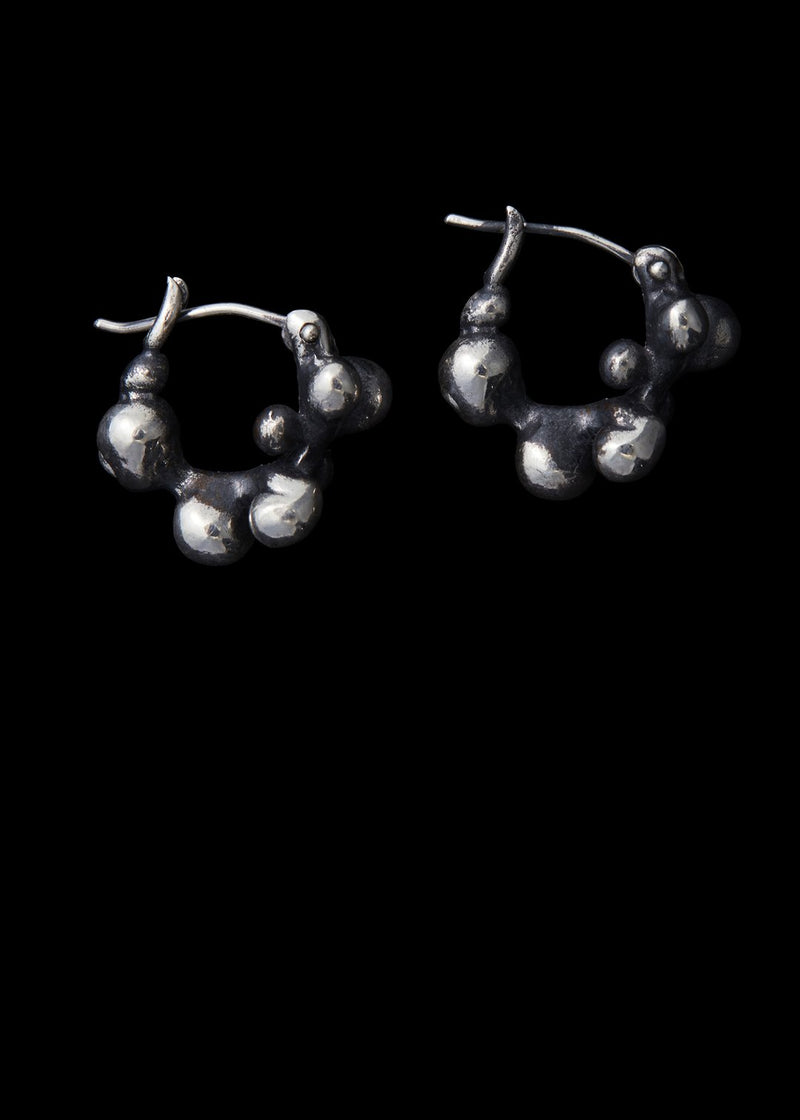 TENTHOUSANDTHINGS Silver Molten Cluster Hoop Earring