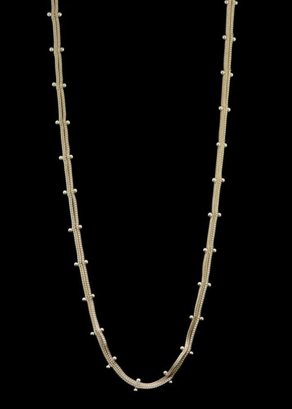 TENTHOUSANDTHINGS Sterling Silver Studded Woven Chain Necklace