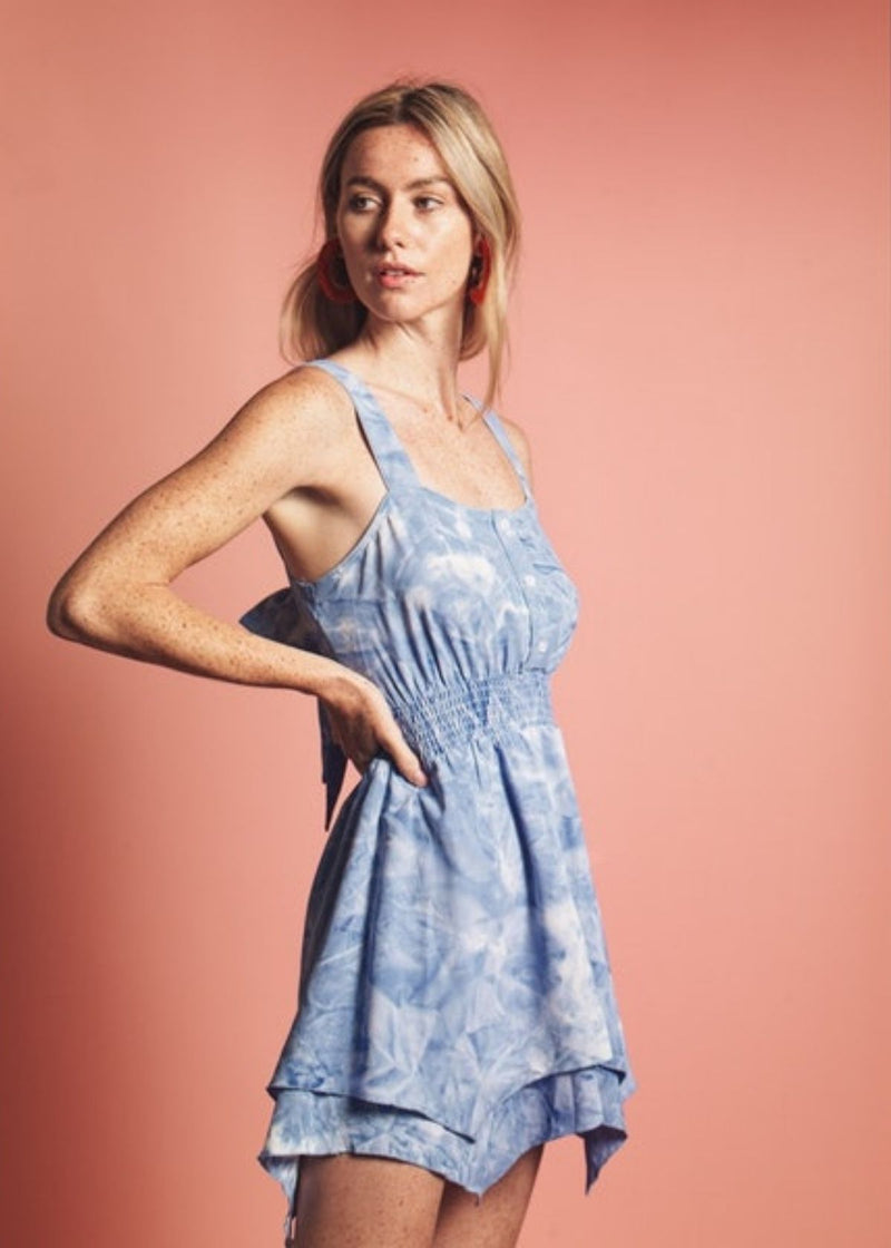 THE SHIRT Blue Tie Dye Stephanie Mini Dress