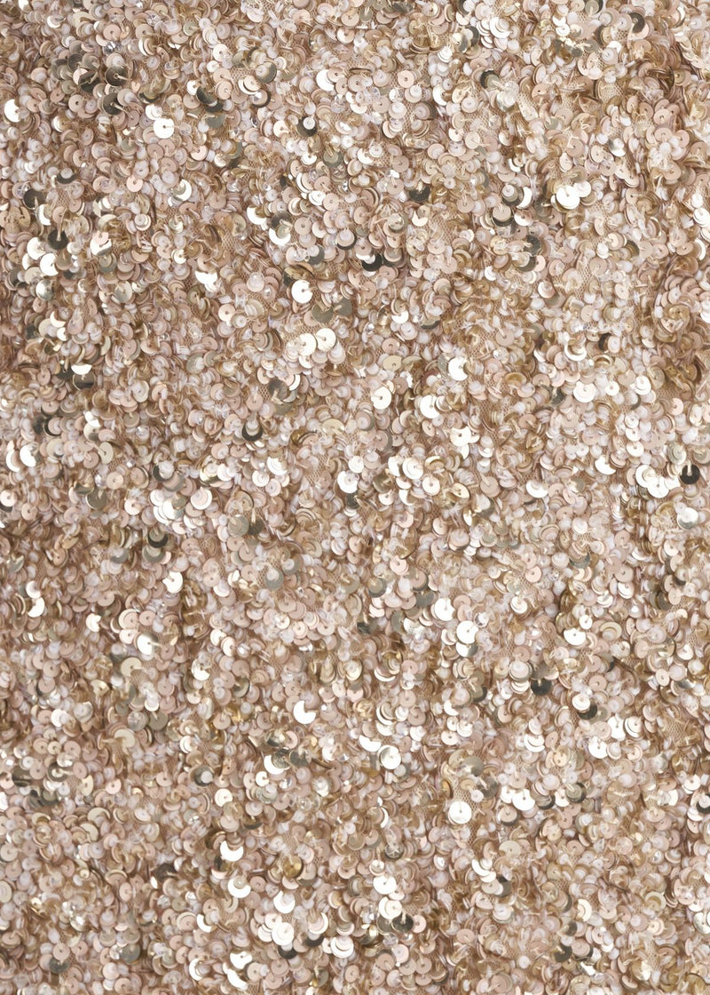 THEIA Champagne Mari Sequin Cocktail Dress