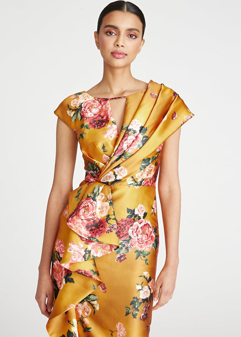 THEIA Maeve Column Gown - Tea Rose Floral