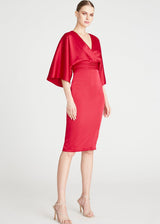 THEIA Pomegranate Kimono Satin Cocktail Dress
