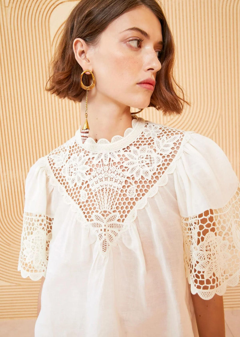 ULLA JOHNSON Sofia Pullover Top - Ivory