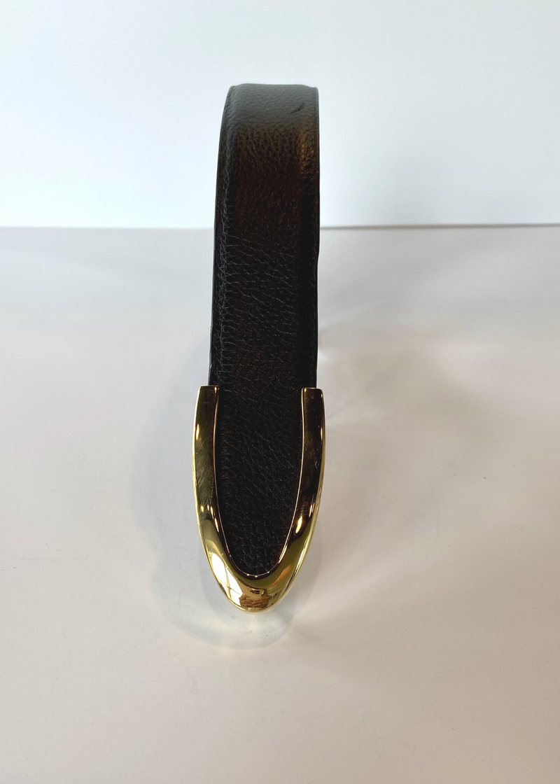 W.KLEINBERG 1 3/8"  Pebbled Calf Belt with Gold Buckle