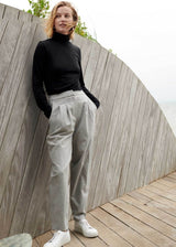 WHITE + WARREN Cotton Modal Scrunchneck Top in Black