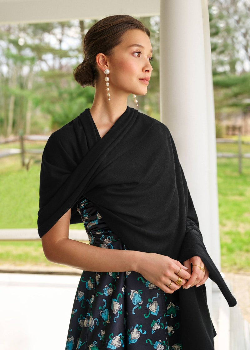 WHITE + WARREN Silk Cashmere Travel Wrap - Black
