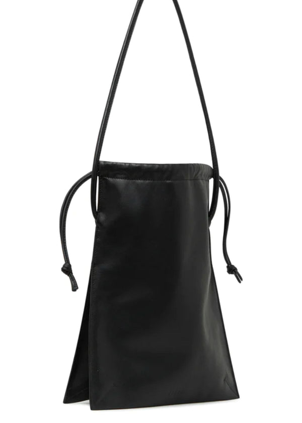BEHNO Frida Nappa Leather Ruched Shoulder Handbag - Black